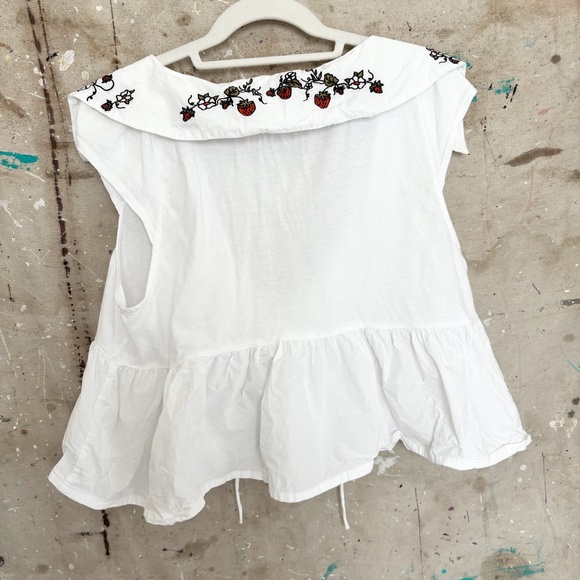 Anthropologie Maeve Babydoll Strawberry Embroidered Blouse - Picture 7 of 9